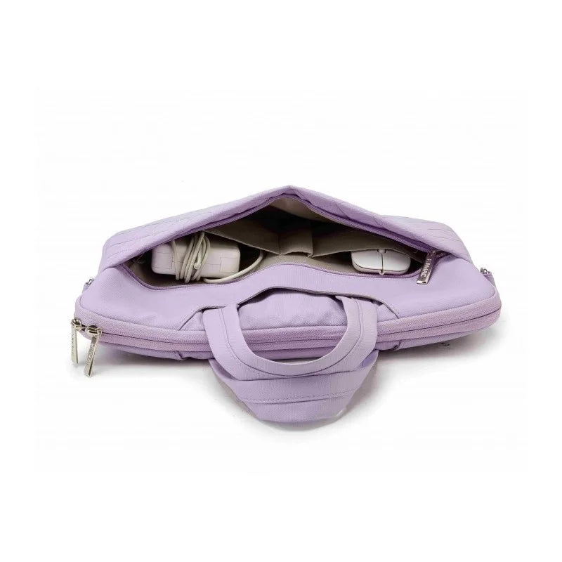 Purple shoe case with a shoe inside on a white background