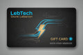 LebTech gift card with circuit design on a gray background