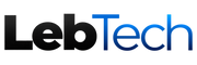 LebTech wordmark with black Leb and blue Tech lettering