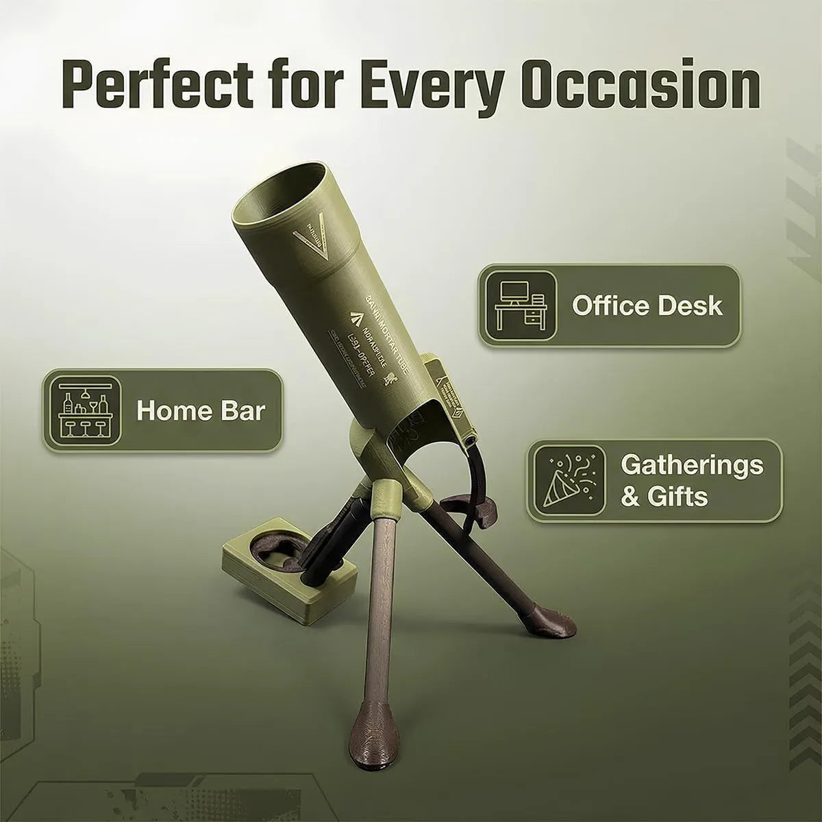 Lebtech Mini Mortar Cannon Beer Cap Launcher Opener use case infographic from Lebtech Store Lebanon
