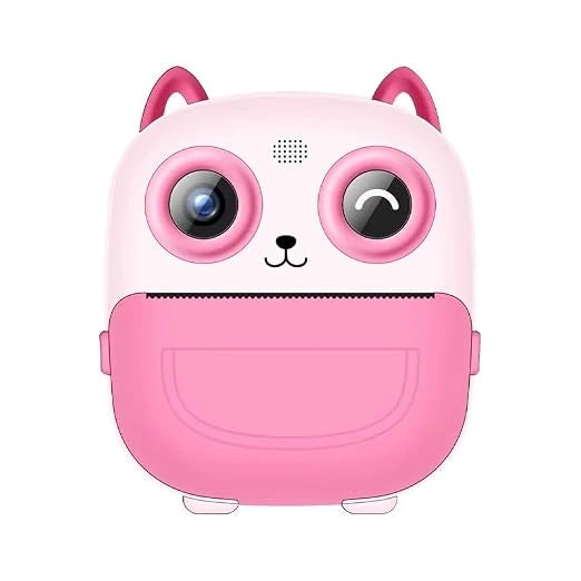  Front view of the S5 pink cat-shaped kids instant camera printer with a clean white background, available online at Lebtech Store with fast delivery across Lebanon