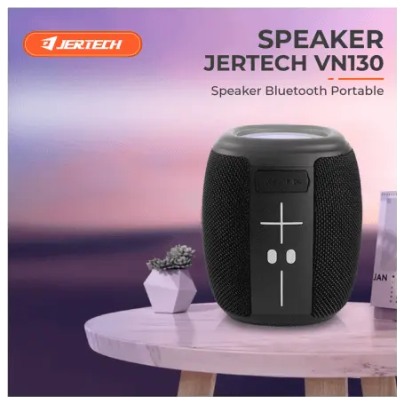 Jertech VN130 Portable Bluetooth 5.1 Speaker with Black Mesh Design and RGB Lighting - LebTech Store Lebanon