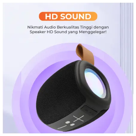 Jertech VN130 Portable Bluetooth 5.1 Speaker with Black Mesh Design and RGB Lighting - LebTech Store Lebanon