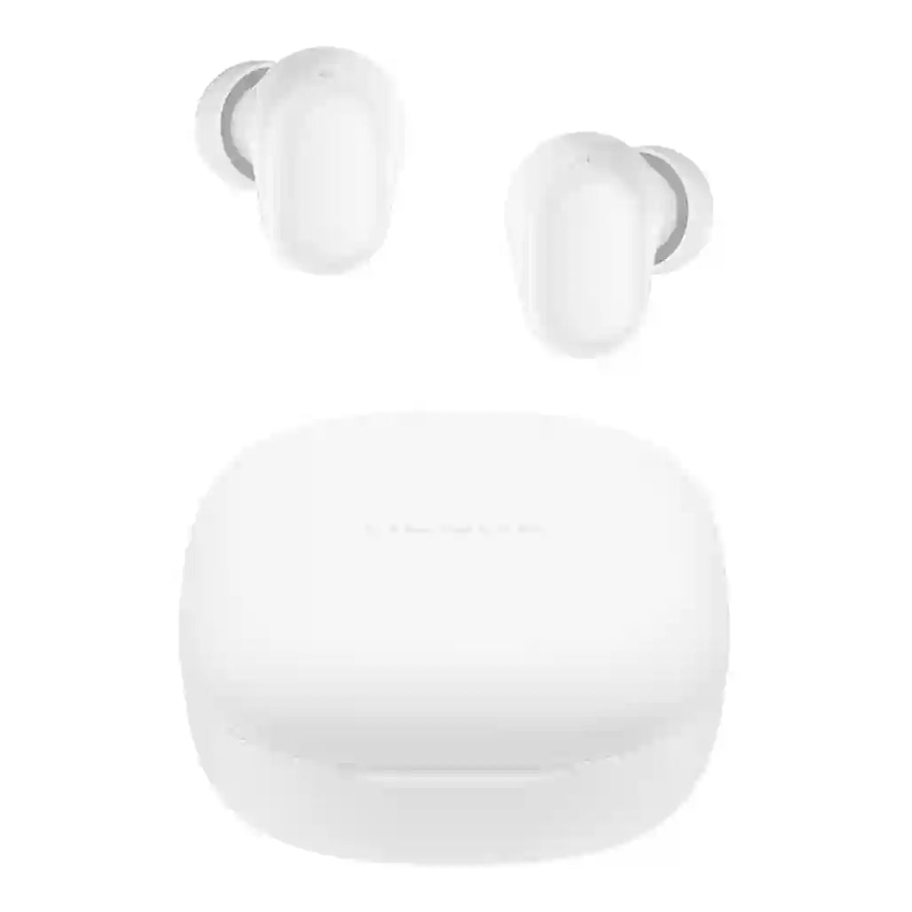 Xiaomi Redmi Buds 6 Play true wireless earbuds in white featuring an ergonomic design and compact charging case, from Lebtech Store Lebanon.